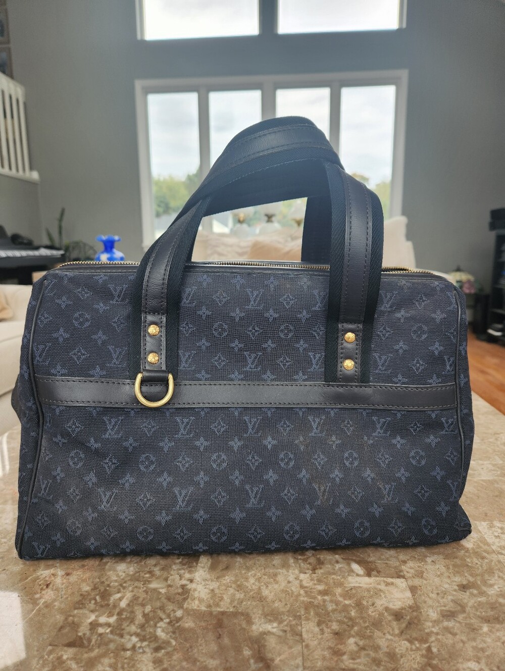 Louis Vuitton Navy Blue Monogram Lin Josephine Bag - Picture 4 of 13